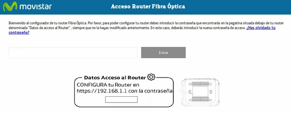 pantalla de acceso router Movistar